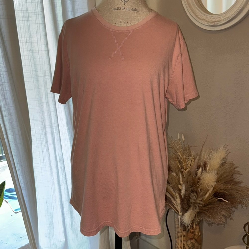 Kliegou men’s light pink mauve shortsleeve shirt nice t-shirt Large​